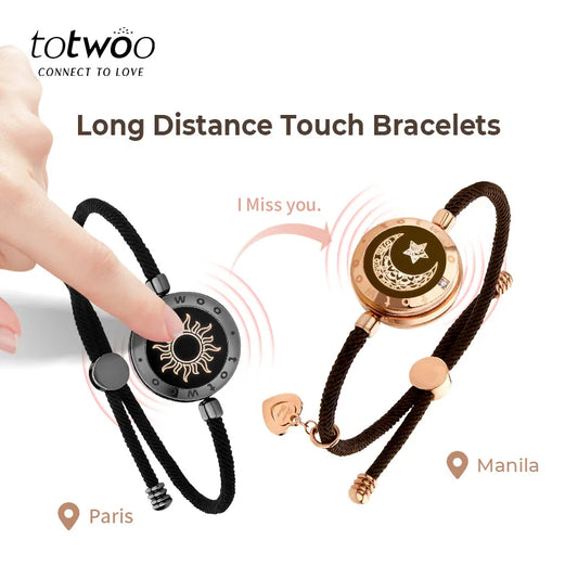 Totwoo Long Distance Touch Bracelets: Smart Sun & Moon Love Bracelets for Couples - Perfect Gifts for Long Distance Relationships!